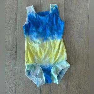 Busy Bod Leos Tie Dyed Leotard Size 5 Yellow Blue